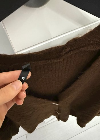 Kahverengi Örgü Kadın Hırka - Görsel 3