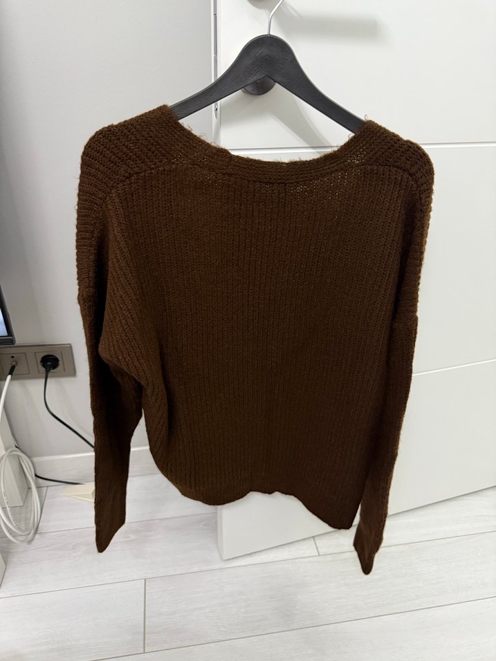 Kahverengi Örgü Kadın Hırka - Görsel 5