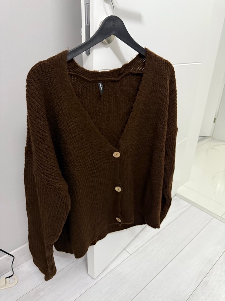 Kahverengi Örgü Kadın Hırka - Görsel 2