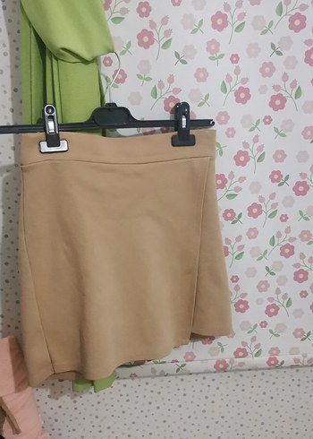 12-13 Yaş Beden Bej Mini Etek, Dar Kesim, Günlük