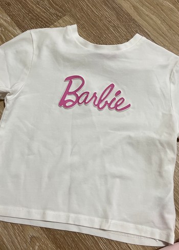 7 Yaş Beden pembe Renk Kız Çocuk Pembe Barbie Tişört
