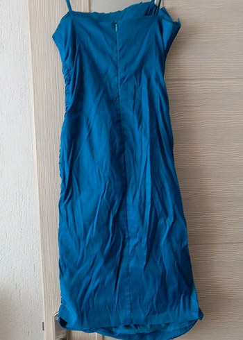 Mavi Drapeli Strappy Midi Abiye Elbise - Görsel 5