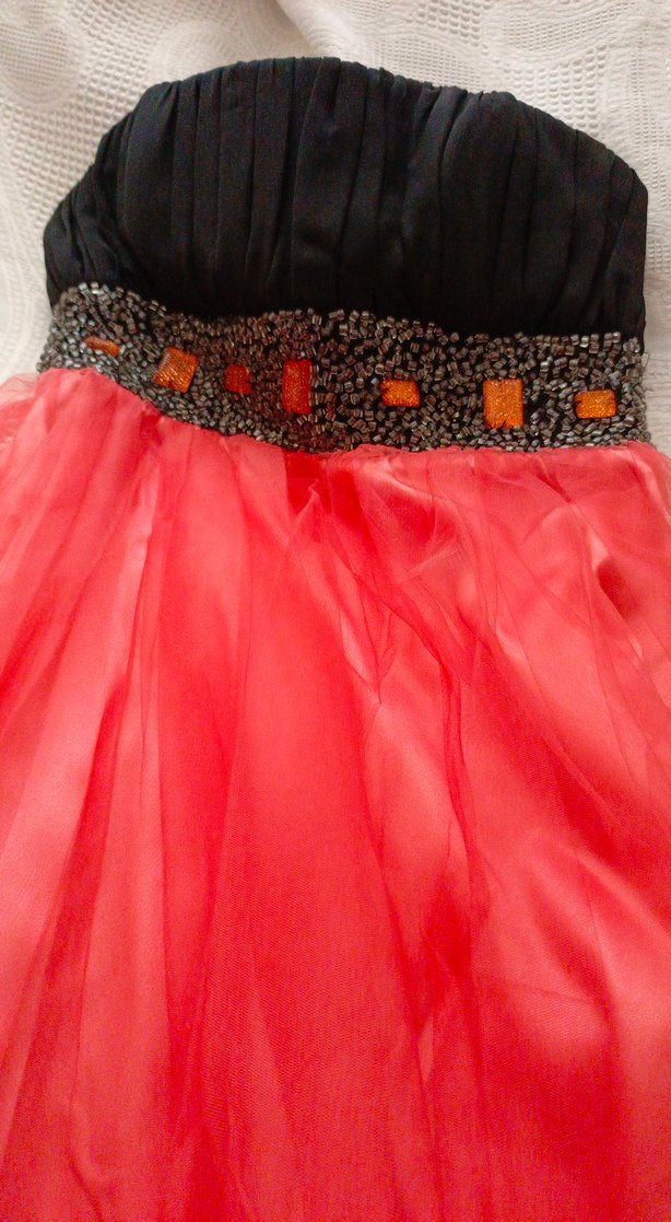 Parlak Kırmızı Drapeli Uzun Abiye Elbise - Görsel 3