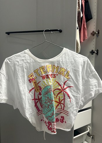 Kadın Beyaz Baskılı Kısa Kollu Tişört