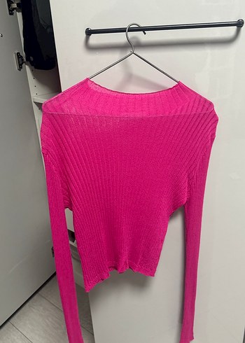 Pembe Fitilli Kadın Triko Kazak