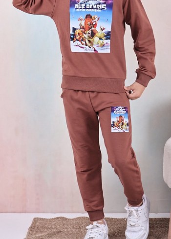 9 Yaş Beden gri Renk Minecraft Baskılı Gri Erkek Sweatshirt