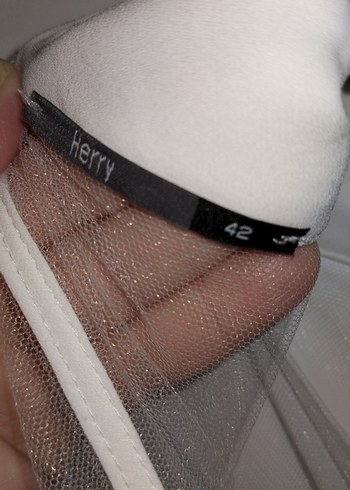 Gipürlü kolları krep abiye gömlek - Görsel 8