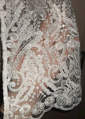 Gipürlü kolları krep abiye gömlek - Görsel 3