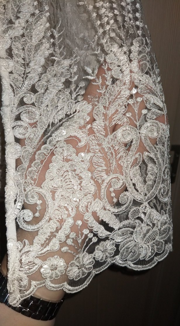 Gipürlü kolları krep abiye gömlek - Görsel 3