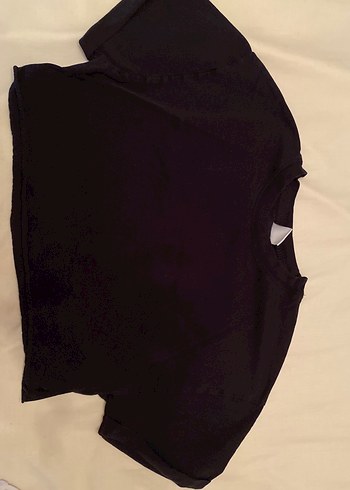 Kadın Siyah Kısa Kollu Crop Top