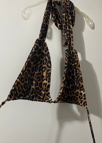 Leopar Desenli İpli Kadın Bikini Üstü - Görsel 3
