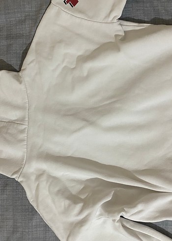 s Beden Beyaz Kapüşonlu Baskılı Sweatshirt
