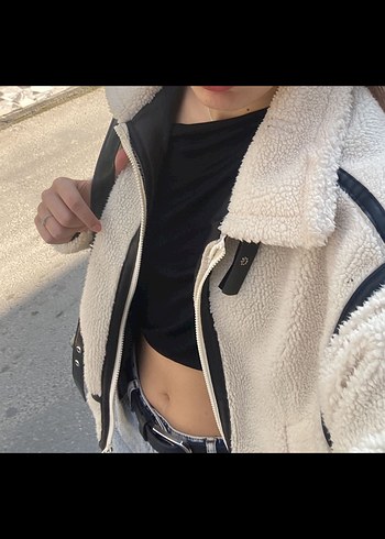 Zara Kürklü Beyaz Kadın Ceket