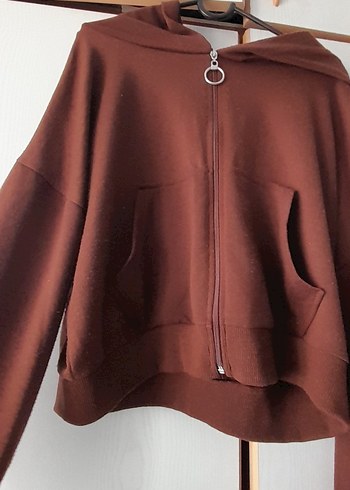 Diğer Kiremit Kapusonlu Rahat Sweatshirt