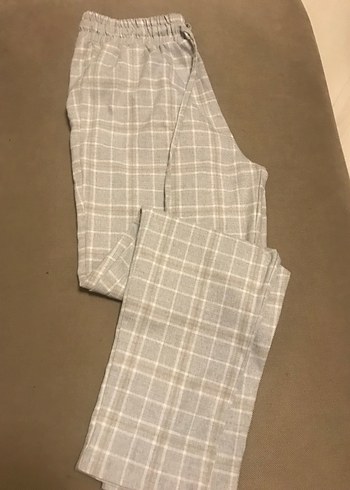 Koton Gri Ekoseli Kadın Kumaş Pantolon