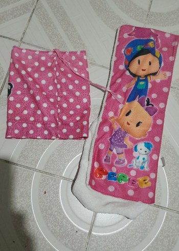 Pembe Baskılı Çocuk  atkı sapka - Görsel 2