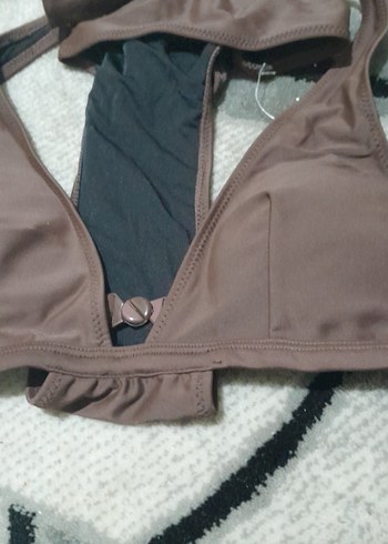 Kahverengi Drapeli Strappy Kadın Mayo - Görsel 3