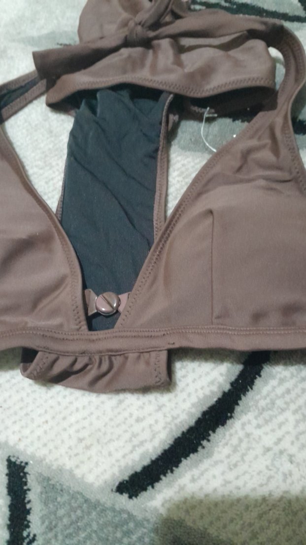 Kahverengi Drapeli Strappy Kadın Mayo - Görsel 3