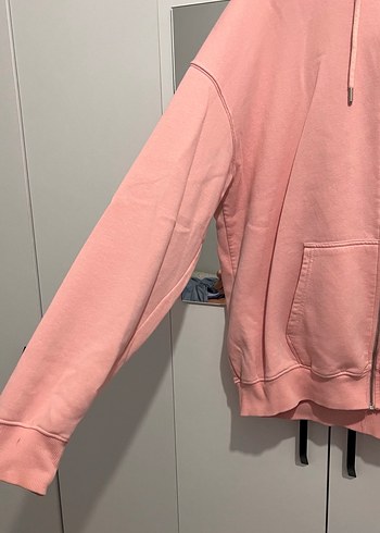 l Beden pembe Renk Addax Pembe Fermuarlı Kadın Sweatshirt