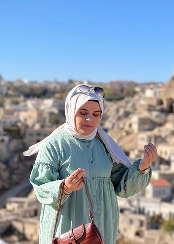 Diğer Düğmeli Turkuaz Bohem Hamile Bluzu