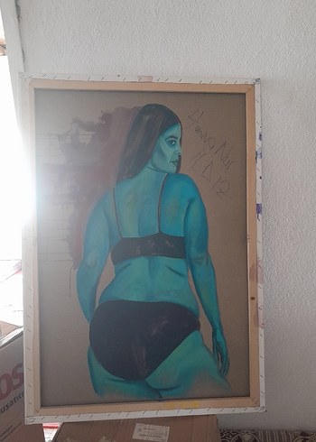 Turkuaz Baskılı Gotik tuval tablo