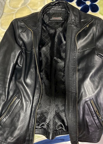 Erkek Siyah Deri Biker Ceket