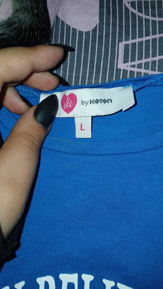 Mavi Baskılı Kısa Kollu Tişört - Görsel 4