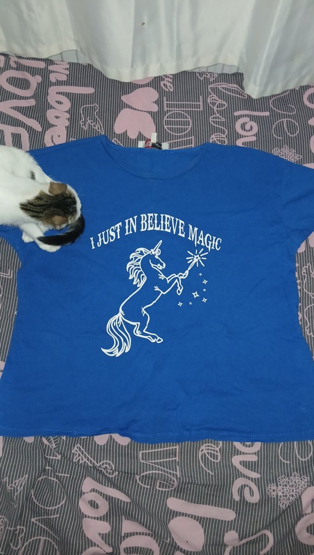 Mavi Baskılı Kısa Kollu Tişört - Görsel 2