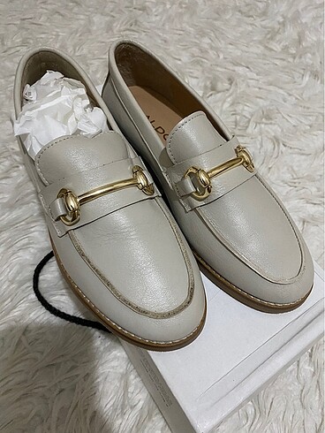 Deri beyaz loafer