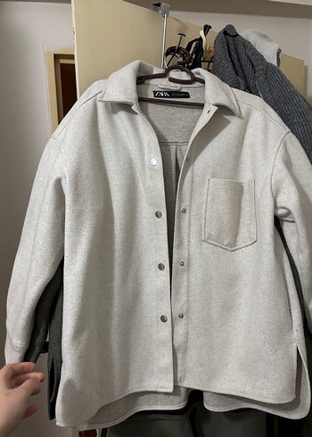 Kadın beyaz 
Midi Düğmeli Rahat Kaban - Görsel 3