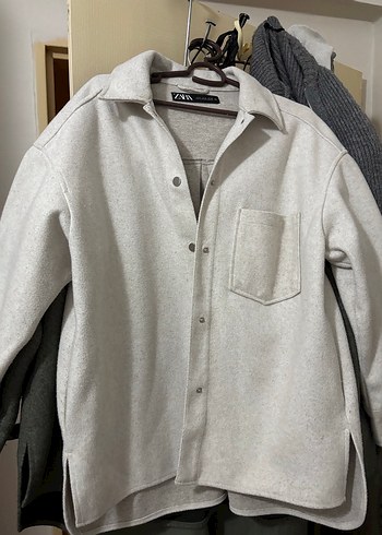 Kadın beyaz 
Midi Düğmeli Rahat Kaban - Görsel 4