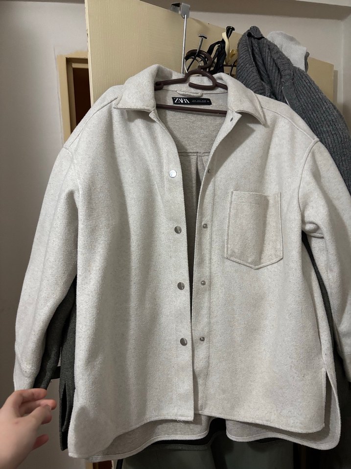 Kadın beyaz 
Midi Düğmeli Rahat Kaban - Görsel 3