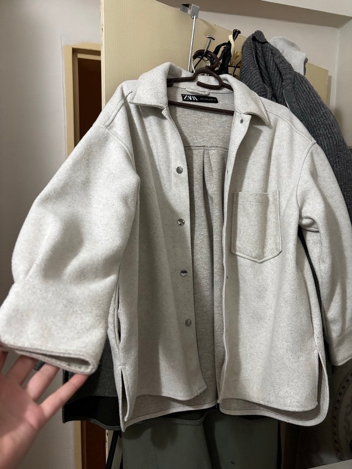 Kadın beyaz 
Midi Düğmeli Rahat Kaban - Görsel 5