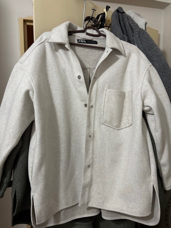 Kadın beyaz 
Midi Düğmeli Rahat Kaban - Görsel 4