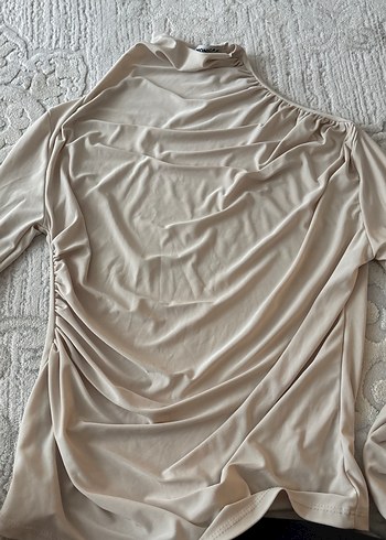 Bej Drapeli Keten Kadın Bluz - Görsel 5