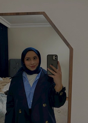 Lacivert Midi Denim Kadın trençkot - Görsel 3