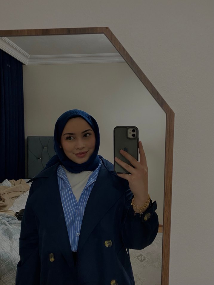 Lacivert Midi Denim Kadın trençkot - Görsel 3