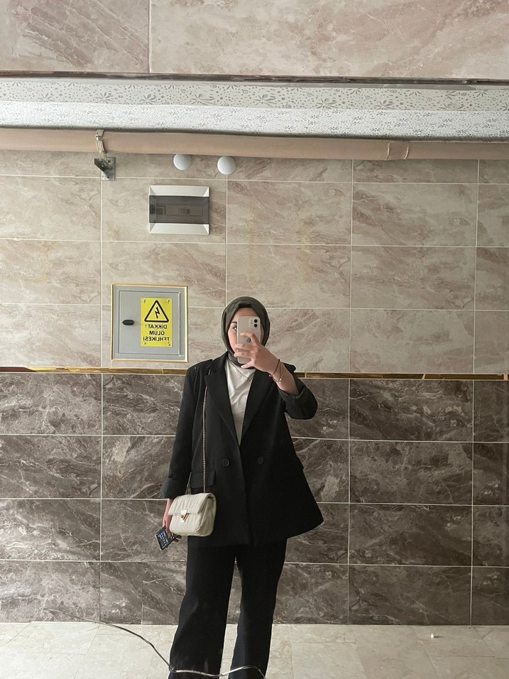 Etnik Desenli Siyah Kadın Blazer Ceket - Görsel 2