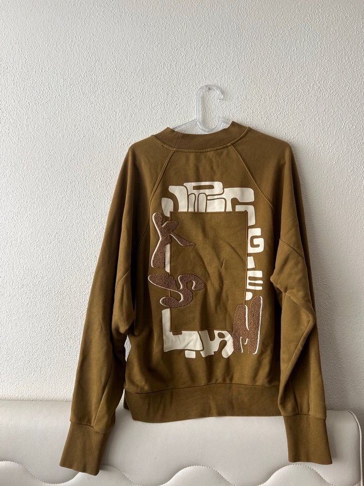 Erkek sewatshirt kahverengi boyun detaylı - Görsel 2