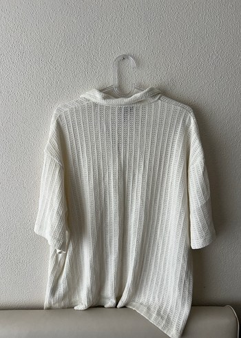 Erkek Beyaz Örgü Kısa Kollu Polo Tshirt - Görsel 2