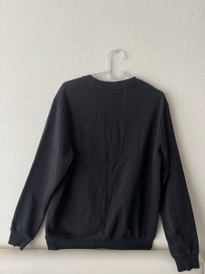 Siyah Basic Uzun Kollu Sweatshirt - Görsel 2