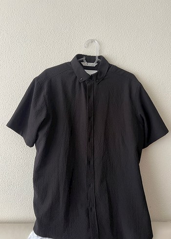Erkek Siyah  Kısa Kollu Gömlek - Görsel 2
