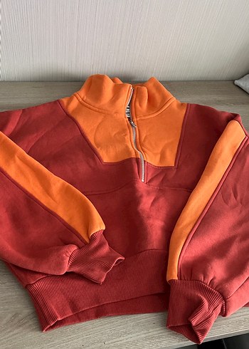 Fermuarlı Yarım Boğazlı Kırmızı Kadın Sweatshirt