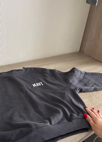 m Beden Siyah MAVİ Baskılı Kadın Sweatshirt