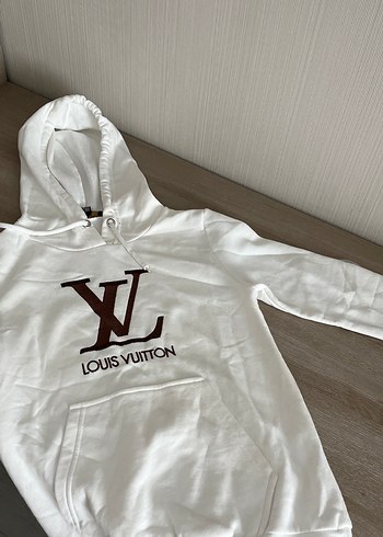 Beyaz Kapüşonlu Louis Vuitton Sweatshirt