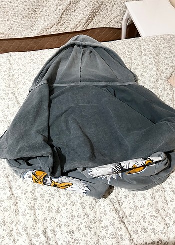 Koton Gri Kapüşonlu Baskılı Kadın Sweatshirt