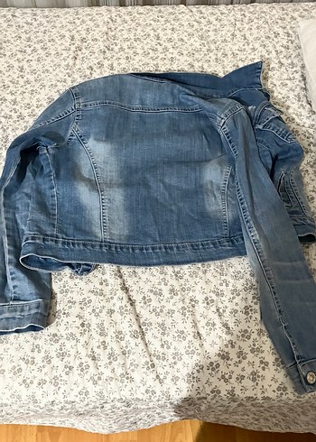 Diğer Düğmeli Gri Mavi Kadın Denim Ceket