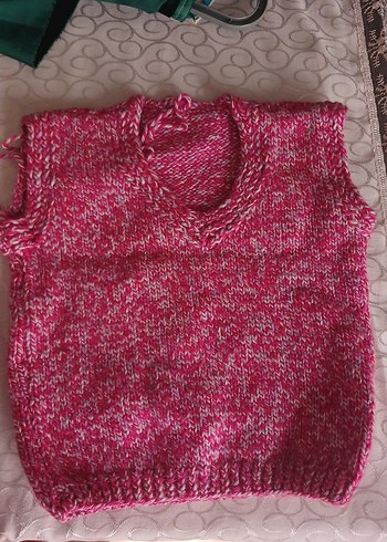 Kız Çocuk Kapüşonlu Örgü Panço - Görsel 3