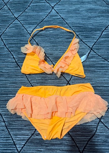 Volanlı Turuncu Straplez Bikini Altı - Görsel 2