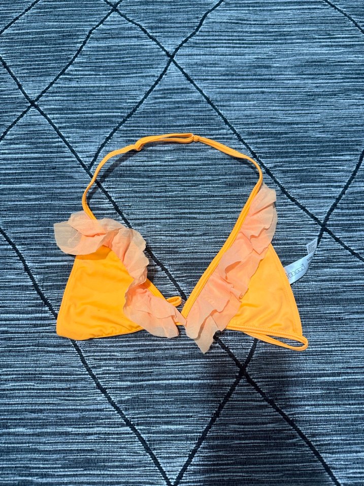 Volanlı Turuncu Straplez Bikini Altı - Görsel 3